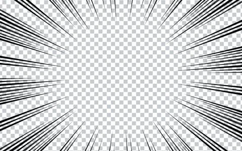 Comic book page with black lines isolated on transparent background Illustrazione stock