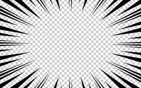 Comic book page with black lines isolated on transparent background Illustrazione stock