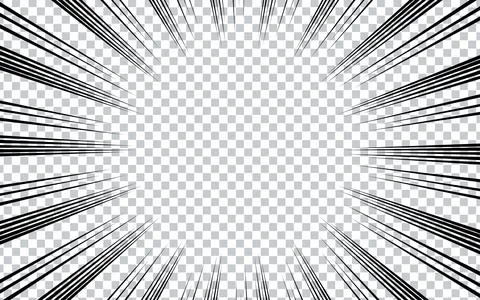 Comic book page with black lines isolated on transparent background. Illustrazione stock
