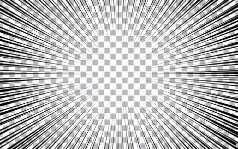 Comic book page with black lines isolated on transparent background. Vector.. Illustrazione stock