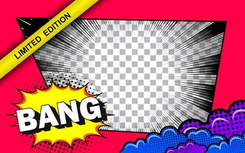 Comic book page with black lines isolated on transparent background. Vector.. Stockillustratie