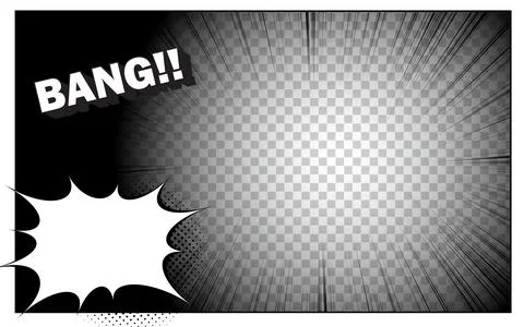 Comic book page with black lines isolated on transparent background. Vector.. Stock Illustration