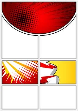 Comic book page with colorful elements and blank space. Cartoon design colore Illustrazione stock