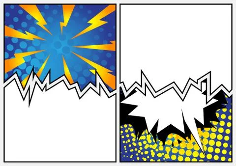Comic book page with colorful elements and blank space. Cartoon design colore Stock Illustration