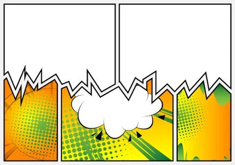 Comic book page with colorful elements and blank space. Cartoon design colore 스톡 일러스트