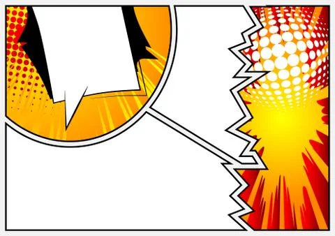 Comic book page with colorful elements and blank space. Cartoon design colore 스톡 일러스트