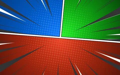 Comic book page concept with halftone rays radial effects. Vector illustratio Illustration