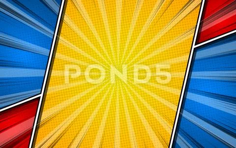 Comic book page concept with halftone rays radial effects. Vector illustratio イラスト素材