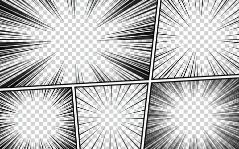 Comic book page concept with radial rays circle halftone lines effect on tr.. Stock Illustration
