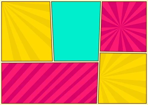 Comic book page divided by lines, retro background mock-up, comics template Stock Illustration