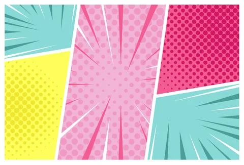 Comic book page divided by lines, retro background mock-up, comics template Stock-Illustration