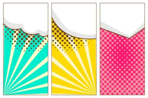 Comic book page divided by lines with speech bubbles and sounds effect. Retro Stock Illustration