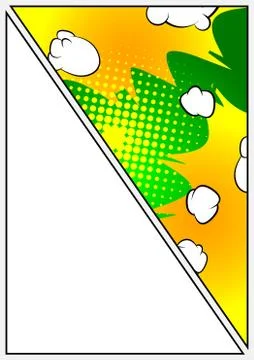 Comic book page illustration with half page colored comic graphic elements. C Ilustración de archivo