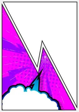 Comic book page illustration with half page colored comic graphic elements. C Illustrazione stock