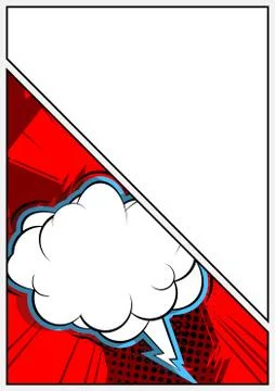 Comic book page illustration with half page colored comic graphic elements. C 스톡 일러스트