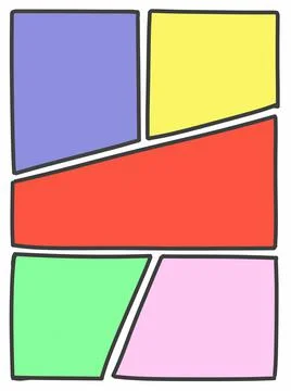 Comic book page layout empty angled colorboxes Stock Illustration