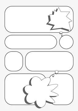 Comic Book Page Layout Template with Speech Bubbles Иллюстрация