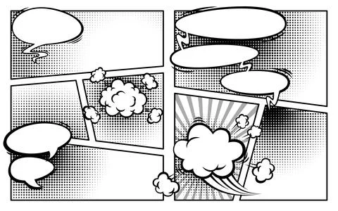Comic book page, pop art frames and speech bubbles イラスト素材