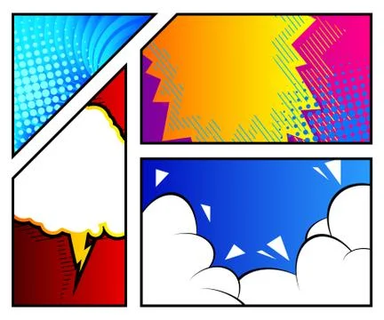 Comic book page style background, banner template in pop-art colorful vector  Stock Illustration