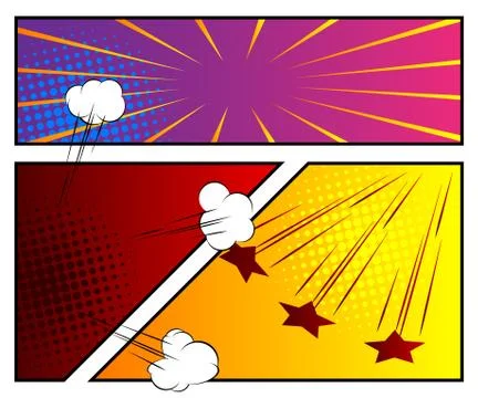 Comic book page style background, banner template in pop-art colorful vector  Stock Illustration