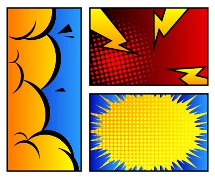 Comic book page style background, banner template in pop-art colorful vector  Stock Illustration