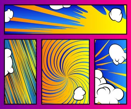 Comic book page style background, banner template in pop-art colorful vector  Illustrazione stock