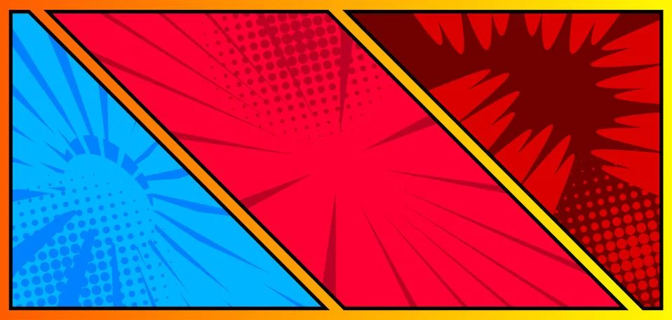 Comic book page style background, banner template in pop-art colorful vector  Stock Illustration