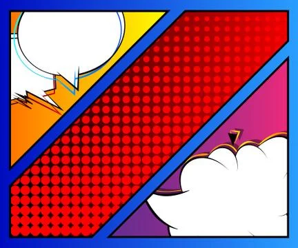 Comic book page style background, banner template in pop-art colorful vector  Stock Illustration