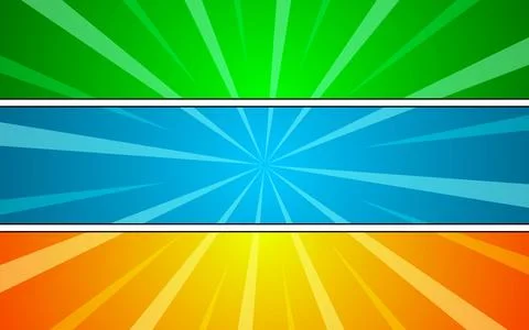 Comic book page template of colorful frames divided by lines with rays radi.. イラスト素材