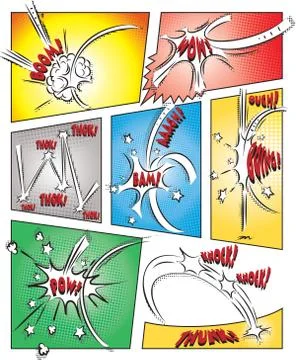 Comic Book Page Template with Effects 스톡 일러스트