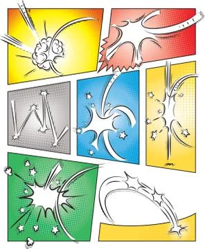 Comic Book Page Template with Effects 스톡 일러스트