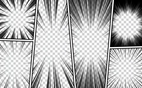 Comic book page template with frame divided by lines with radial effect, ha.. Stock Illustration