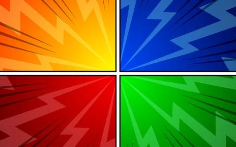 Comic book page template with halftone lightning explosion effect in pop ar.. Stock Illustration