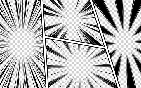 Comic book page template with halftone radial and rays effect in pop art st.. Illustrazione stock