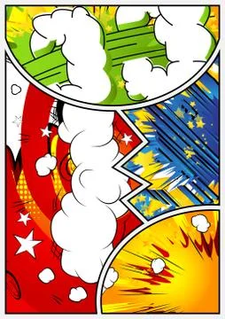 Comic book page template in pop-art colorful background. Vector illustration Illustrazione stock
