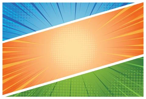 Comic book page template in pop-art style. Colorful empty background. Halftone Stock Illustration