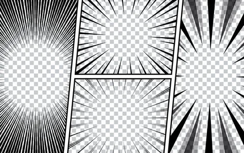 Comic book page template with radial effect isolated on transparent backgroun Stock Illustration