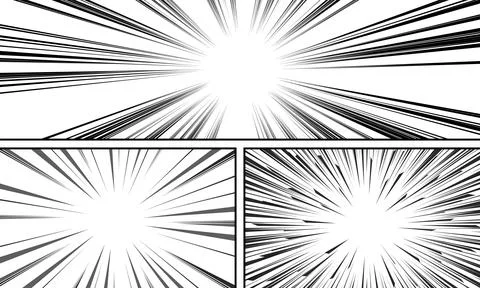 Comic book page template with radial background in pop-art style. Vector il.. Illustrazione stock