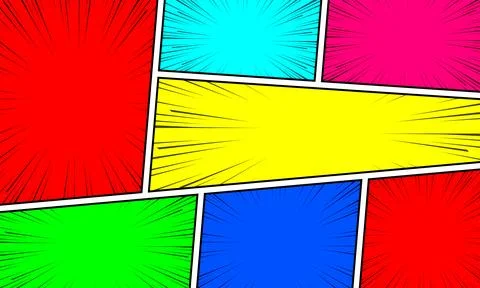 Comic book page template with radial rays, and halftone effects in pop-art .. Illustrazione stock