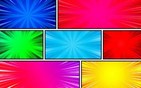 Comic book page template with radial and ray halftone effects in pop art st.. Stock Illustration
