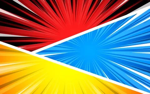 Comic book page template with radial background, halftone effect, and pop a.. Stock Illustration