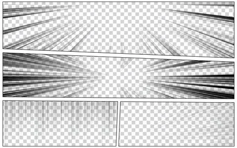 Comic Book Page Template with Radial Halftone Effects and Rays in Pop Art S.. Stock Illustration