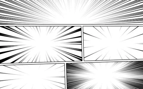 Comic Book Page Template with Radial Halftone Effects and Rays in Pop Art S.. Stock Illustration