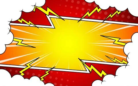 Comic book page template with rays, radials, halftones and dots effects in .. 스톡 일러스트