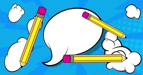 Comic Book Pencil with speech bubble 스톡 동영상 329596877