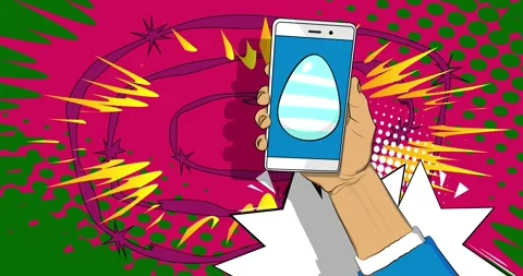 Comic Book phone with Easter Egg animation Stock Footage 304190992