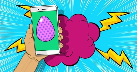 Comic Book phone with Easter Egg Stock Footage 304190994
