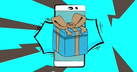 Comic Book phone with gift box Stock Footage 295166806