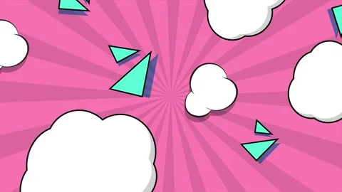 Comic book on pink background background with vibrant clouds seamless 4k video Stock Footage 294271853
