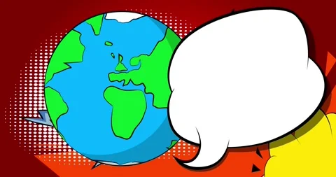 Comic Book planet Earth with speech bubble Stock Footage 321439354